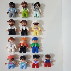 Lot Of 13 LEGO Duplo Figures Men Women Children Medic Duploville Ice Cream City